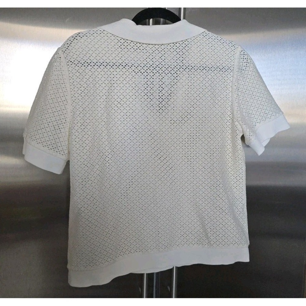 Tory Burch 70s Retro-Sporty Preppy Quiet Luxury Old Money Eyelet Preppy Top SZ L - Picture 11 of 12